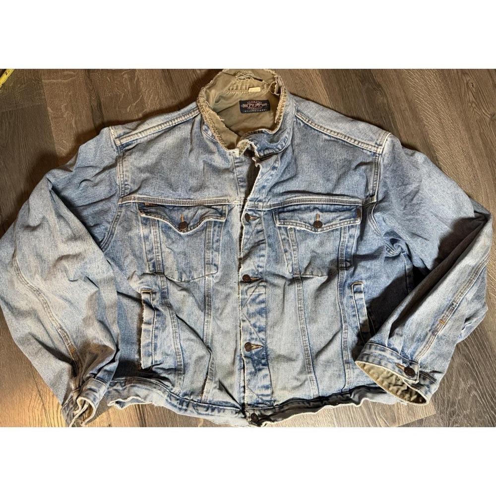 VINTAGE Pepe Jacket Mens XLarge Blue Denim Jean Trucker 90s Y2K Hip Hop Coat - Picture 5 of 8